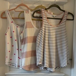 PJ Salvage White, Pink, and Tan Tank Tops